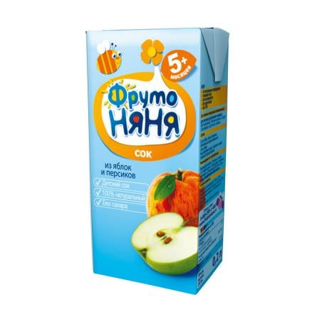 Фруто FOR KIDS Fruto Nyanya juice children`s apple and peach with 5m+ 0,2l